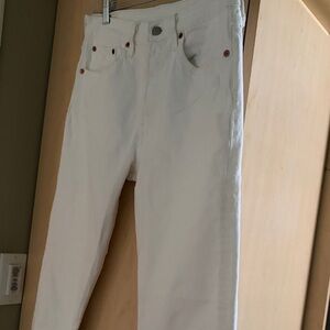 Levi's 501 Skinny’s White Jeans with Tan Label